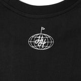 HH Globe logo on black fabric.