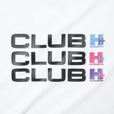 Club HH on white tshirt fabric