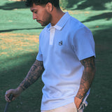 Men's Hunter Polo - Baby Blue/White