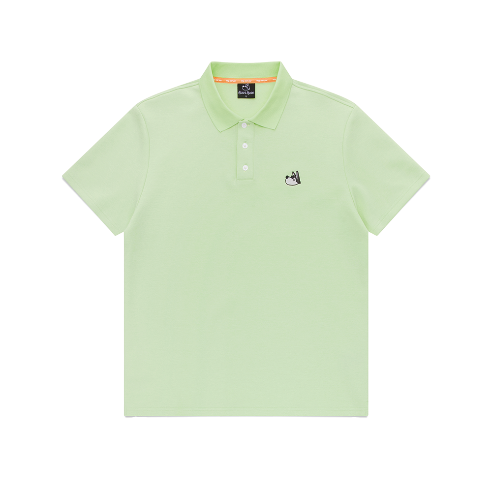 Light green polo shirt with a small Hunter (wolf) logo on a white background